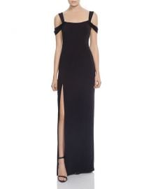 HALSTON HERITAGE Cold-Shoulder Crepe Gown at Bloomingdales